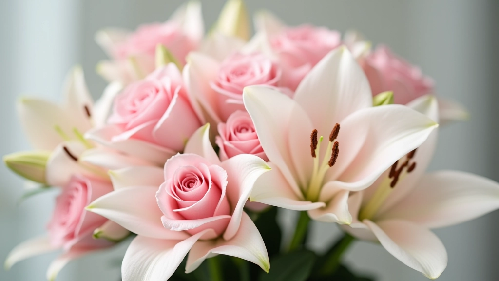 Beautiful rose and lily bouquet for name day celebration